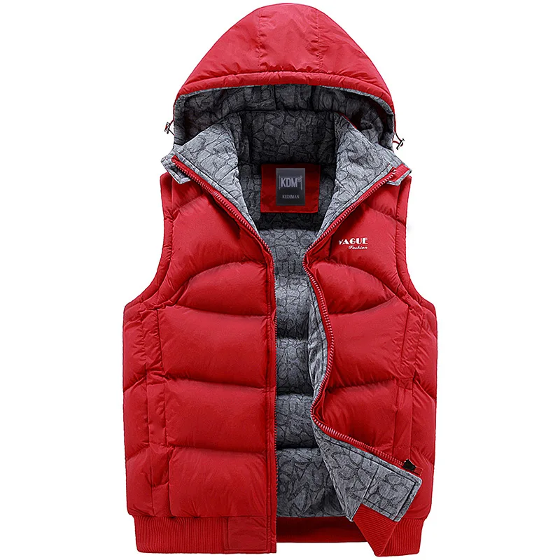 

Jacket Men Sleeveless Veste Homme Mens Winter Fashion Casual Coats Male Hooded Cotton-Padded Men Vest Thickening Waistcoat