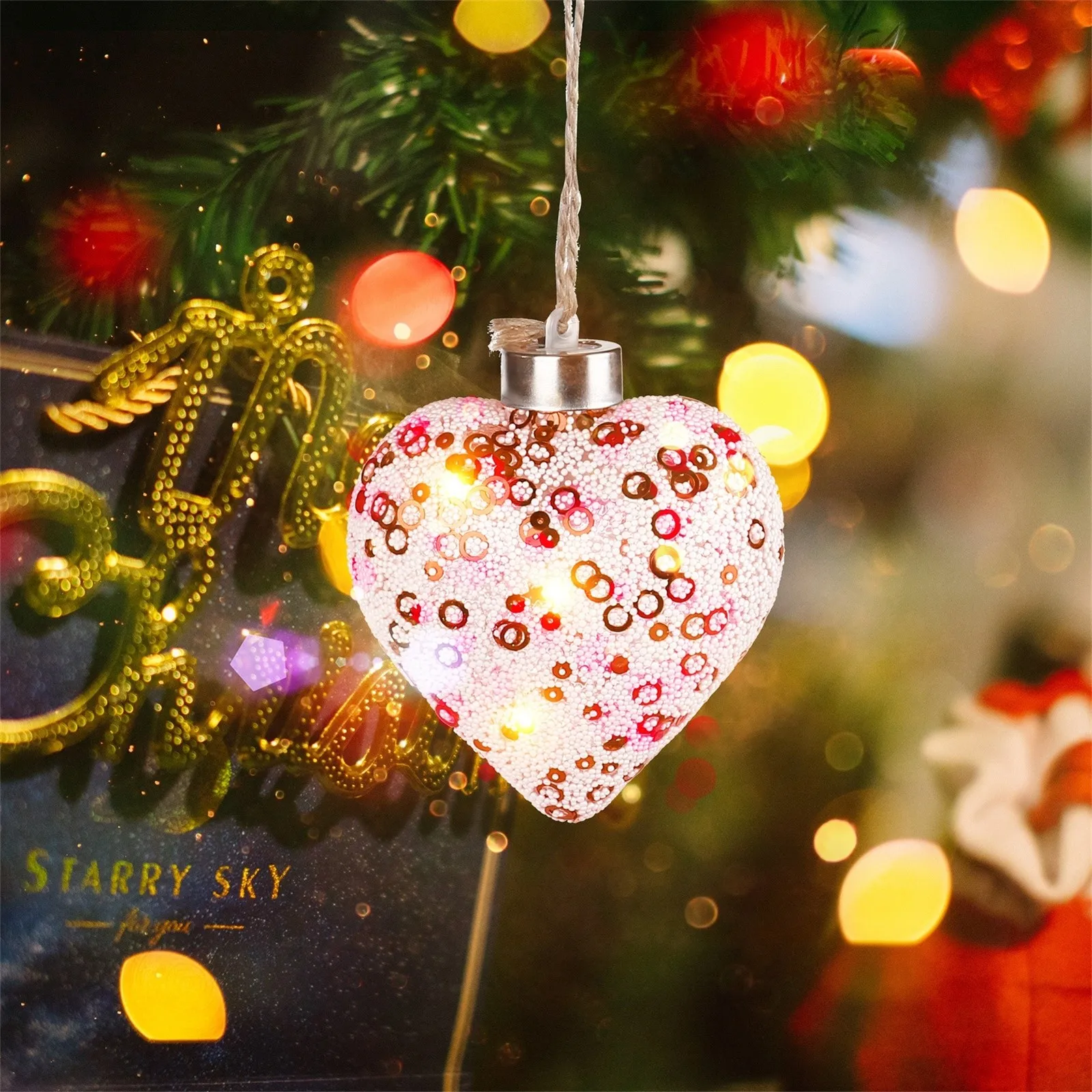 Светодиодный прозрачный светильник в форме сердца рождественская елка