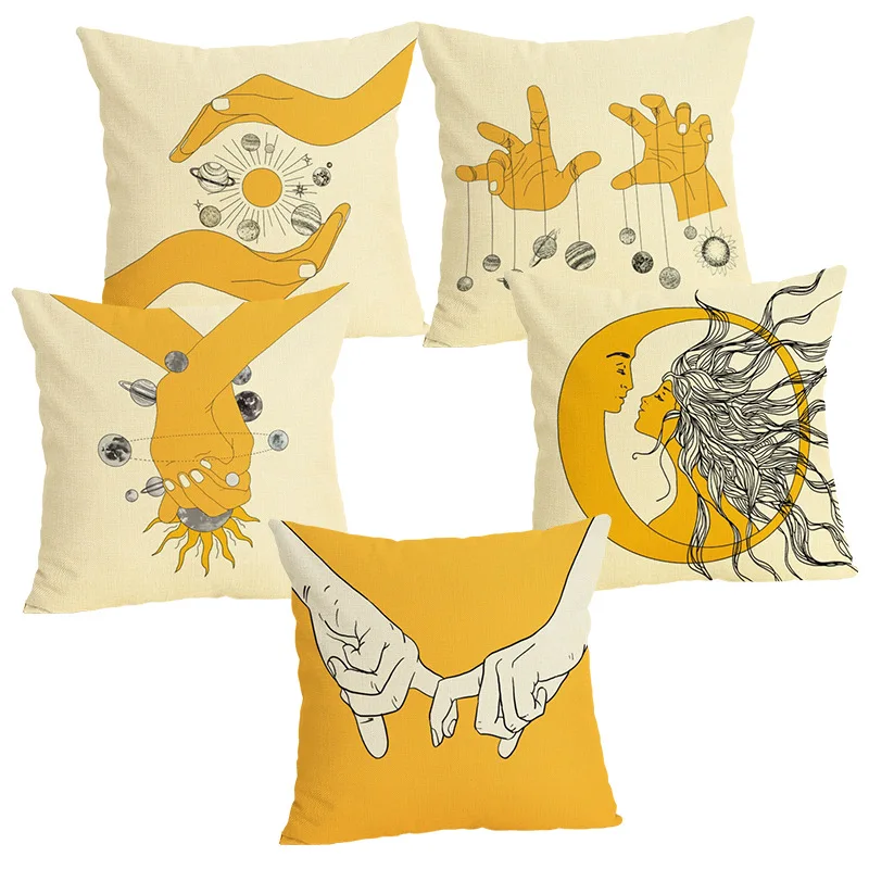 Прямая поставка с завода подушка из хлопка льна и рисунком пальцев для дивана