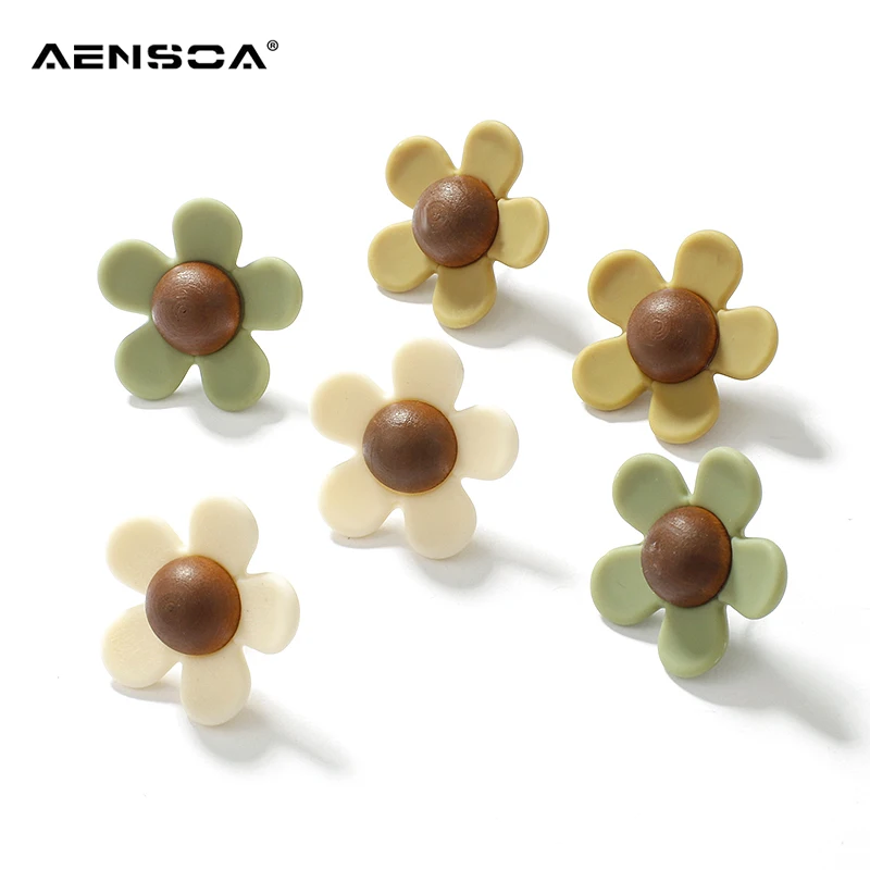 Серьги гвоздики AENSOA в этническом стиле украшения ручной работы виде цветка из