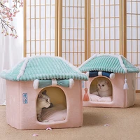 foldable cat bed pet house dogs kennel deep sleeping cave sofa winter warm cozy removable puppy bed nest tents pet beds for dogs
