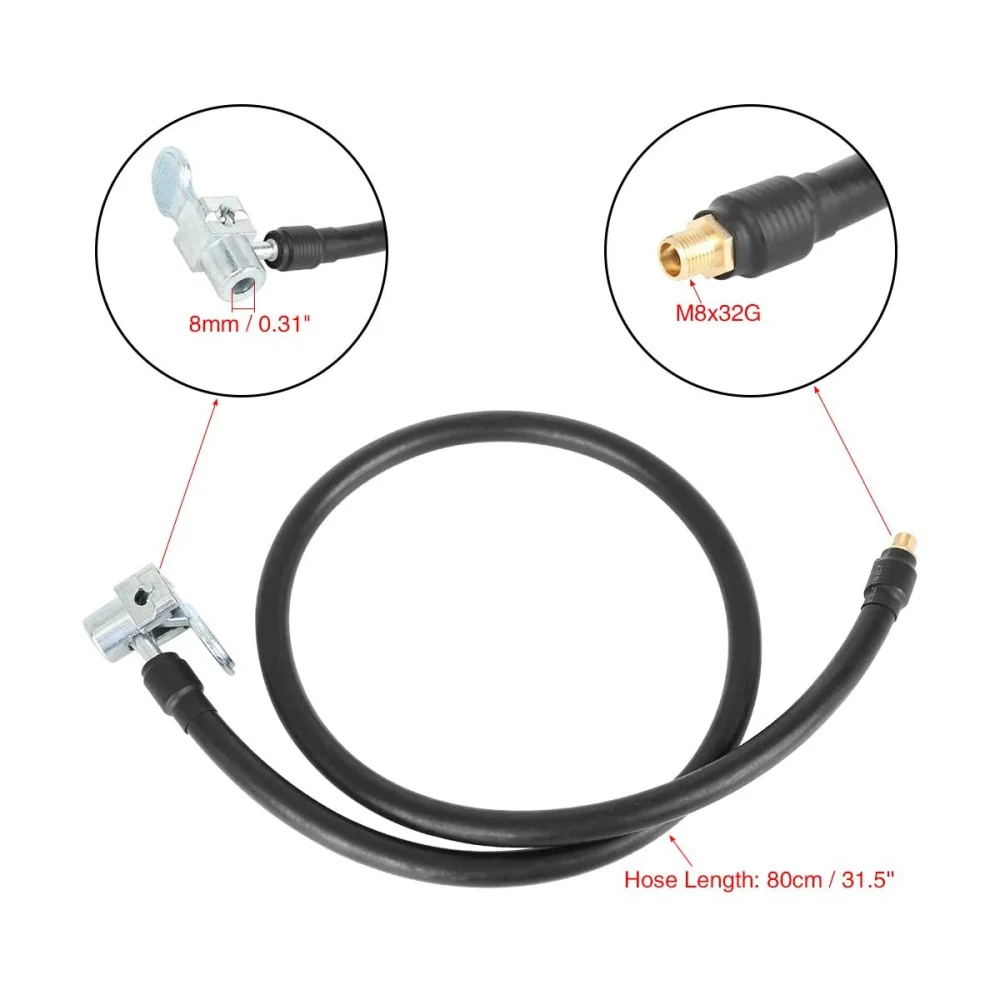

60cm Air Hose Inflator Adapter Extension Inflating Tubes for Pump of Bike Motorcycle Car Tire (Black)