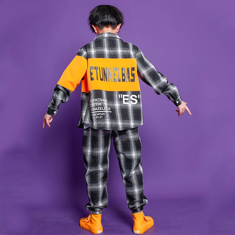

Kids Hip Hop Plaid Jacket pants dancing Clothing set Girls Boys Jazz Dance Costumes Wear Children Festival clothes Outfits