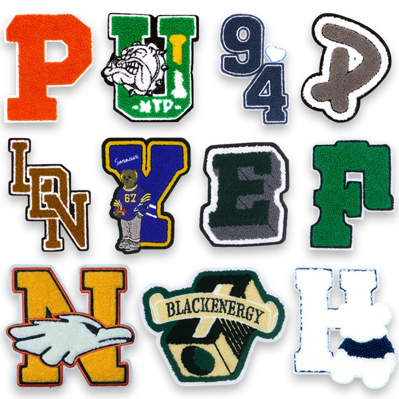 

Chenille Alphabet Patches For Clothes Towel English Letter Sewing Embroidery Applique Decorative Jackets Badges Repair Fabrics