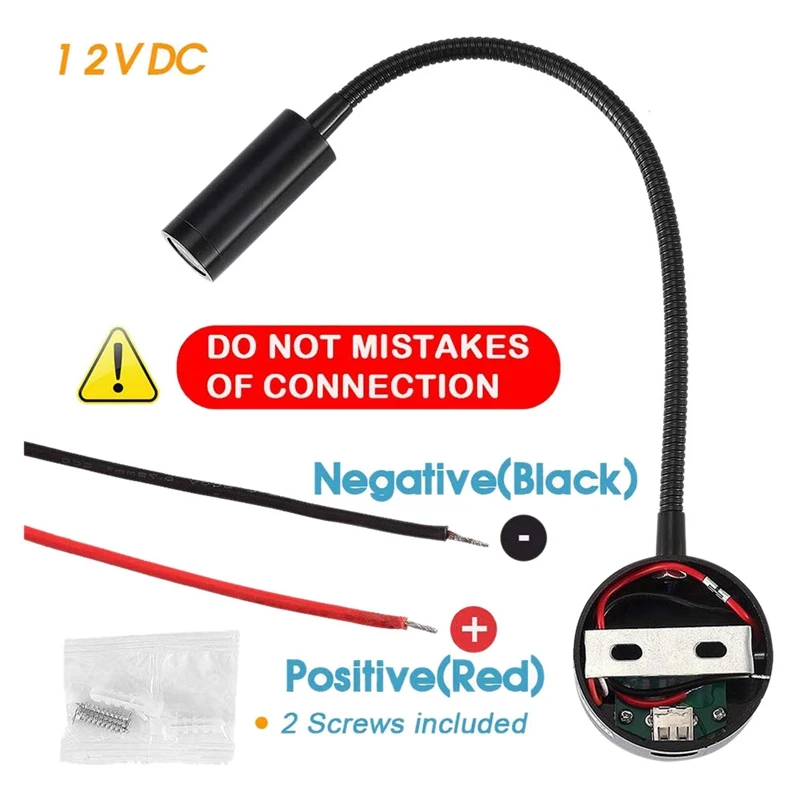 2 шт. DC 12V светильник для чтения с USB зарядным портом RV интерьерный s гибкий