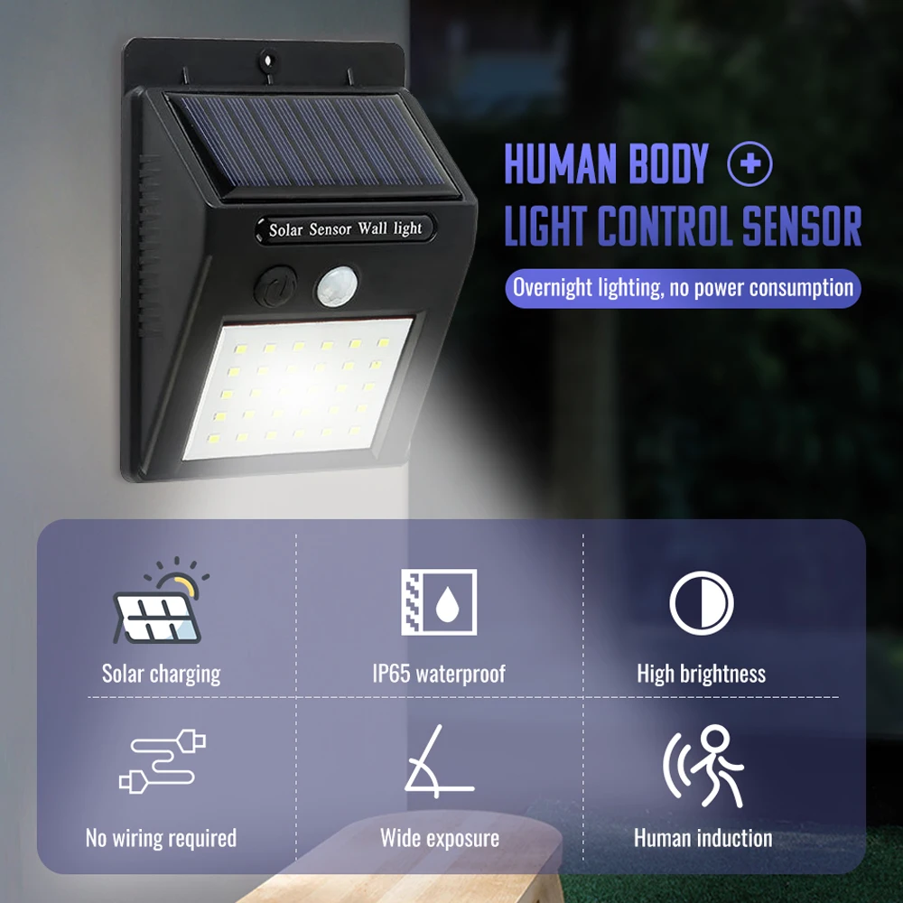 Уличный настенный светильник на солнечной батарее водонепроницаемый