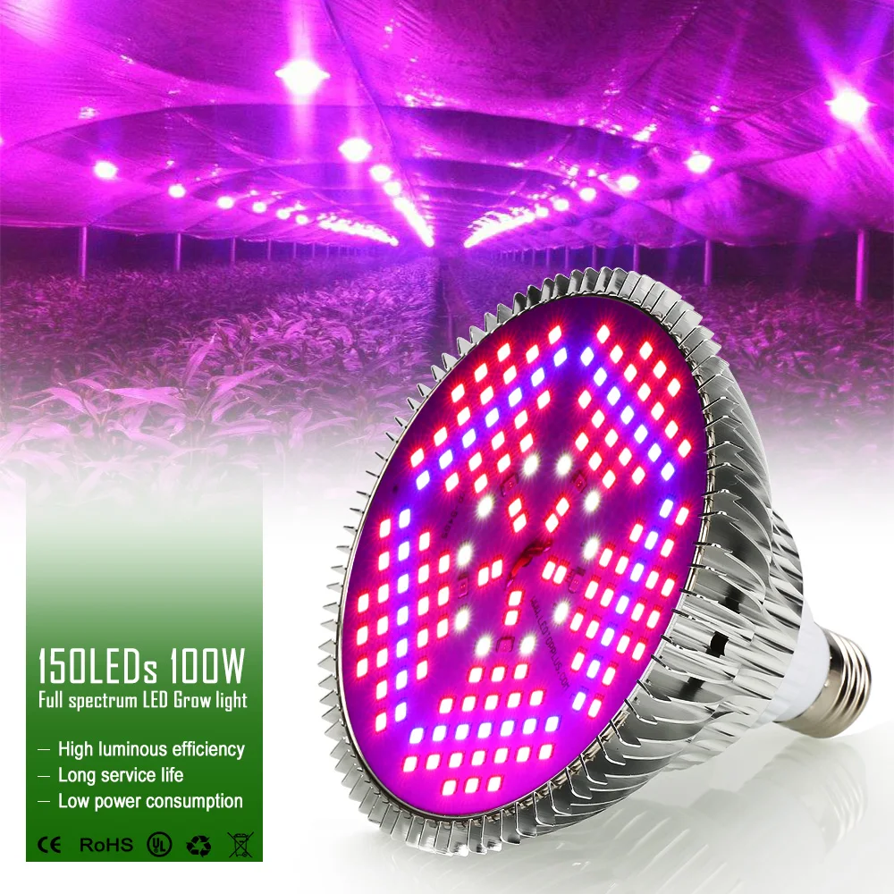 

X CN DE 100W E27 Led Grow Light Full Spectrum Led Growing Lamp For Indoor Garden Plant Hydroponic Flower Growth Lamp