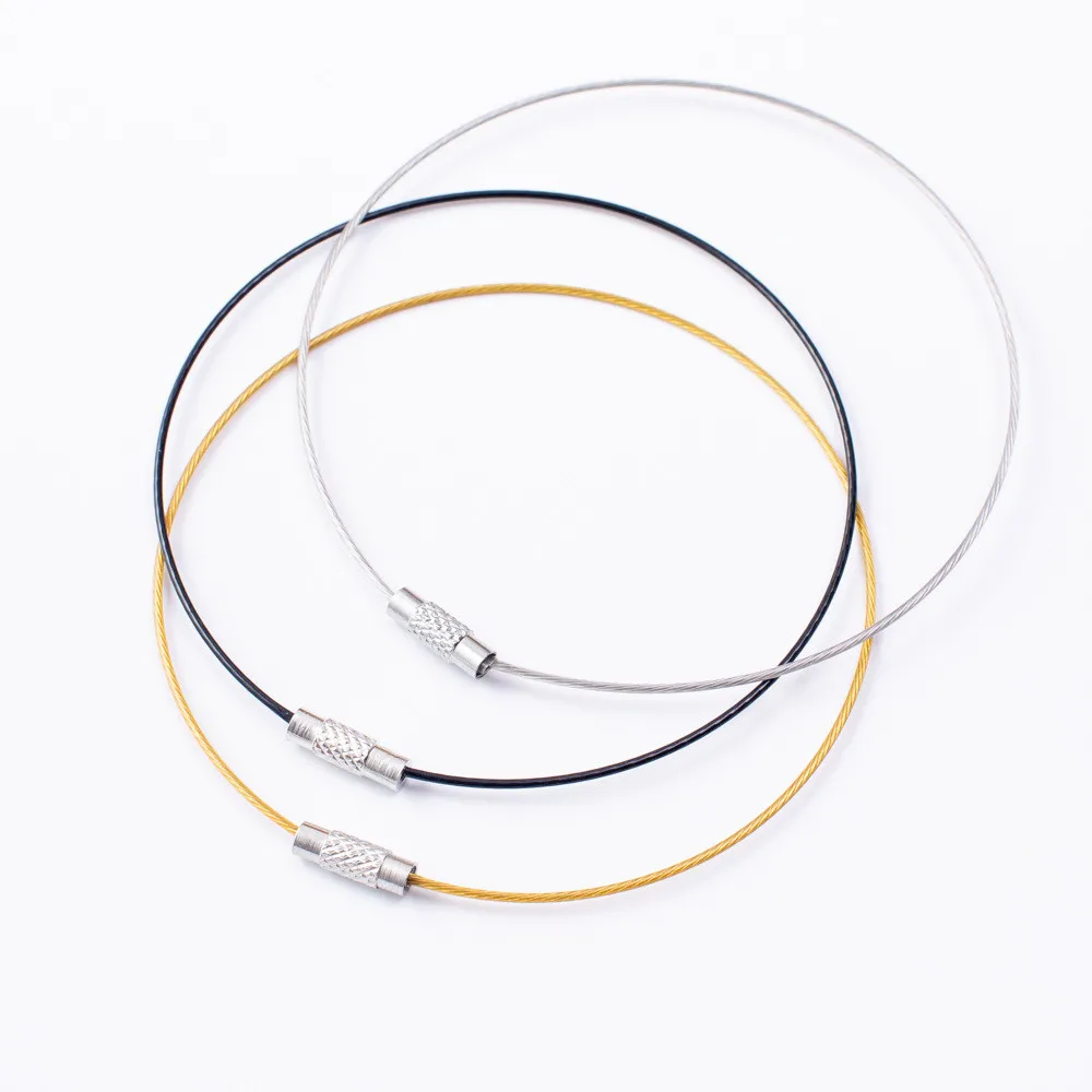 50 шт. 20 см серебристый черный цвет винт Кнопка Тонкий браслет из стальной