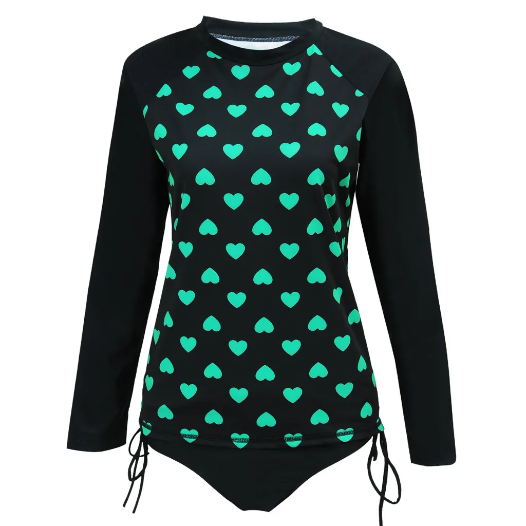 2019 Новый женский солнцезащитный Лонгслив Танкини с принтом Пляжная полосатая