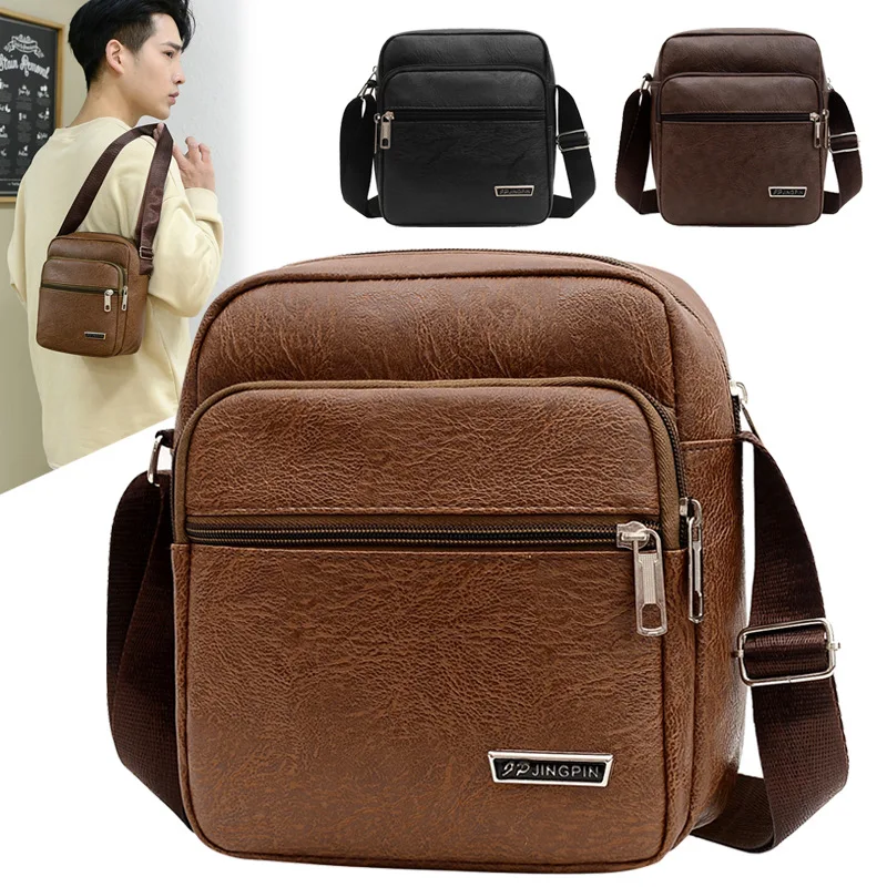 

Men's Bag PU Leather Korean Version New Single Shoulder Bag Business Leisure Large Capacity Messenger Bag Men's Single Backpack