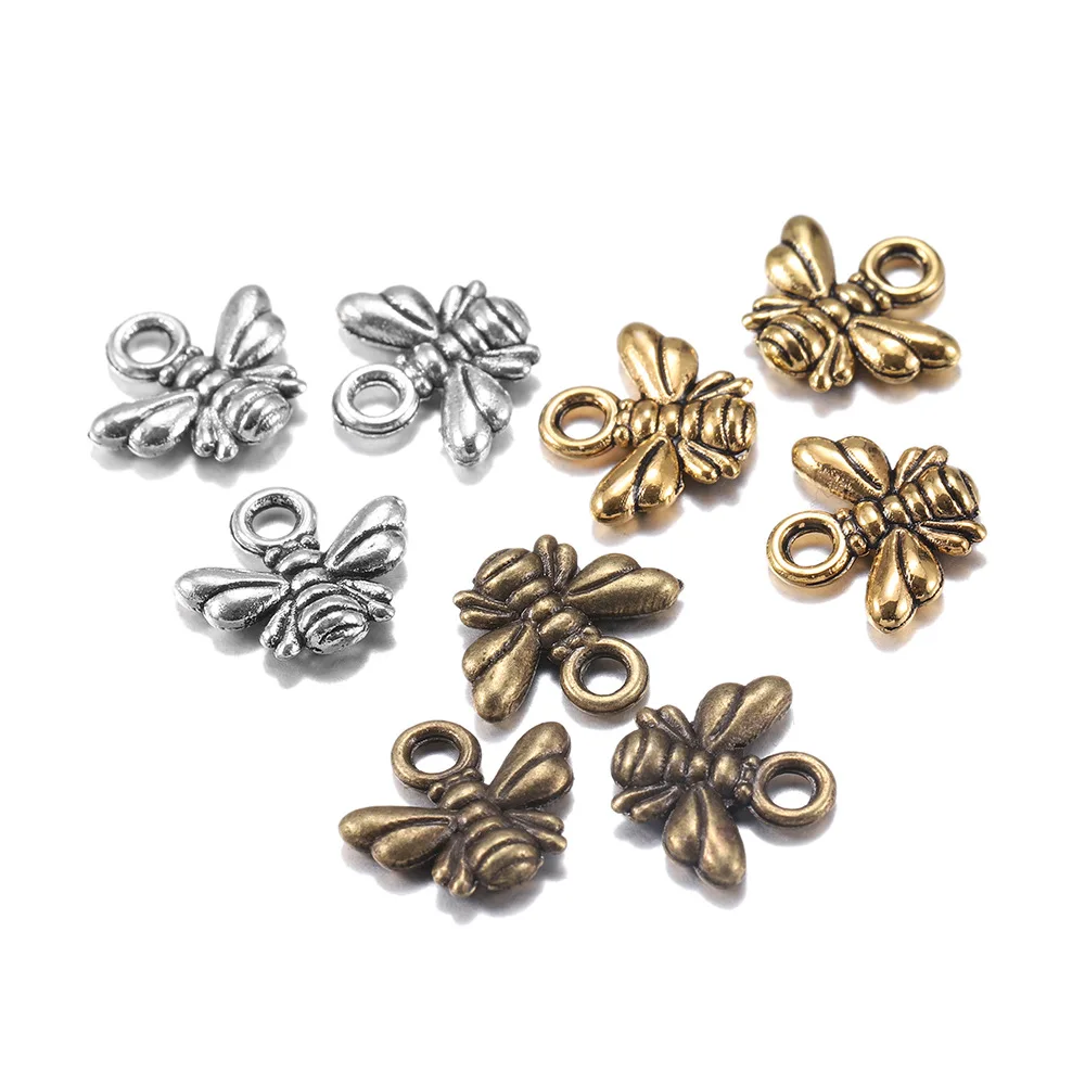 

40pcs Charms bee 10x11mm Tibetan Silver Plated Bronze Gold Pendants Antique Jewelry Making DIY Handmade Craft