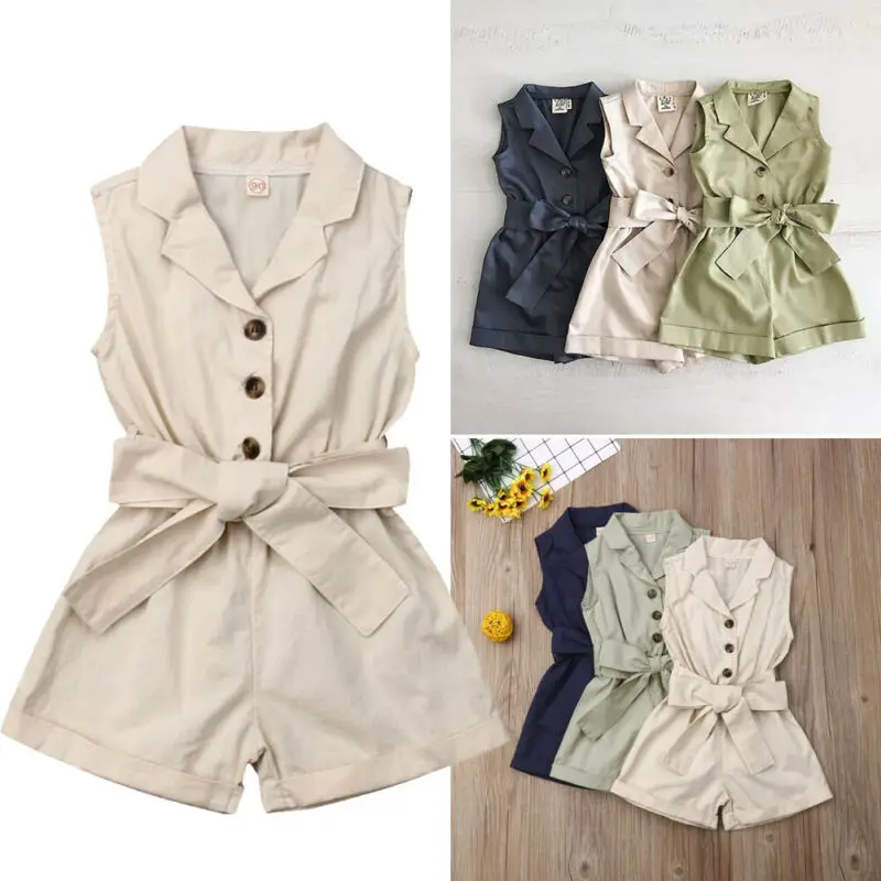 

Toddler Kids Baby Girls Clothes Bowknot Romper Jumpsuit Shorts Playsuit Outfits