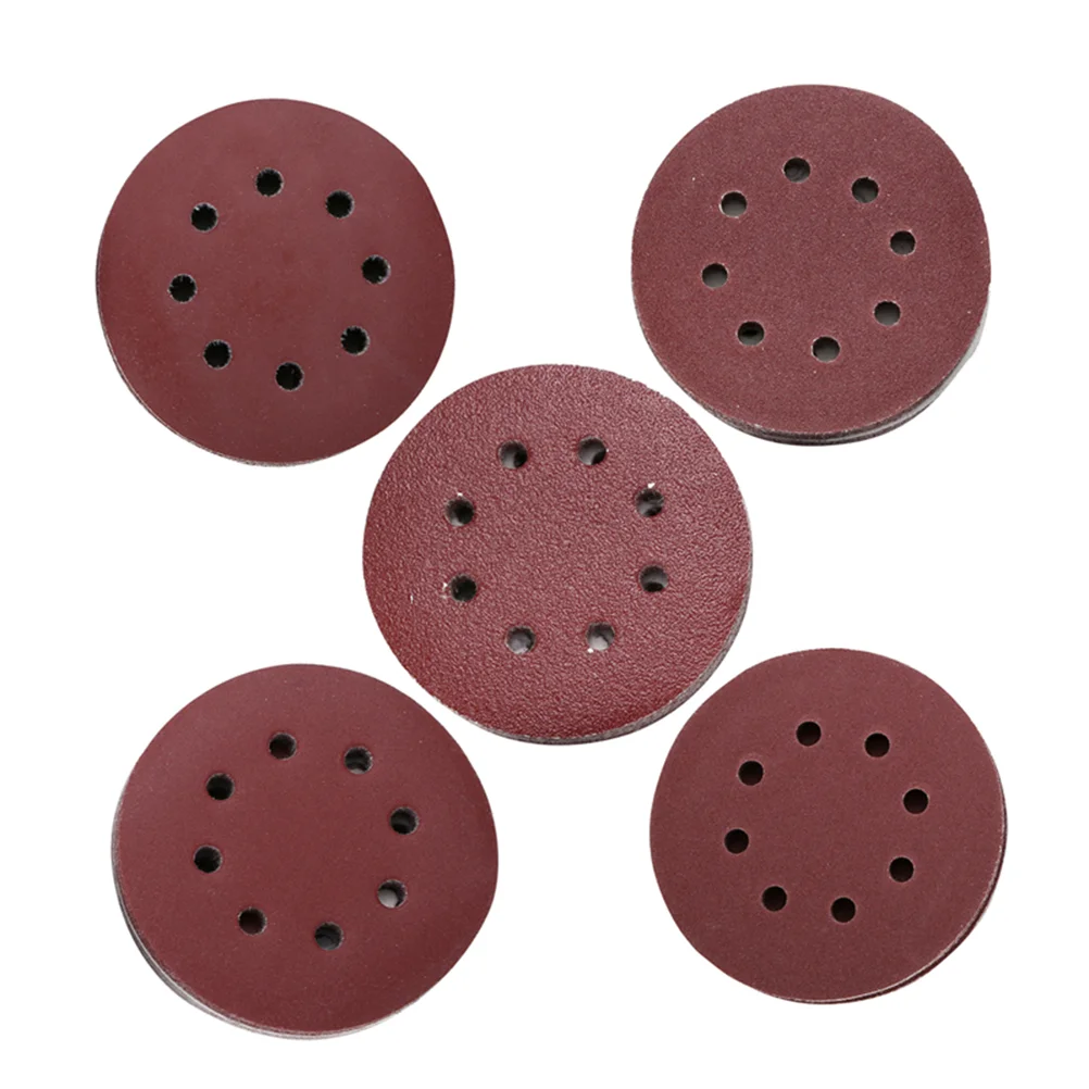

60 шт., 5-дюймовые наждачные диски с крючком и петлей, зернистость 8 отверстий, 40/ 60/ 80/ 120/ 180/ 240