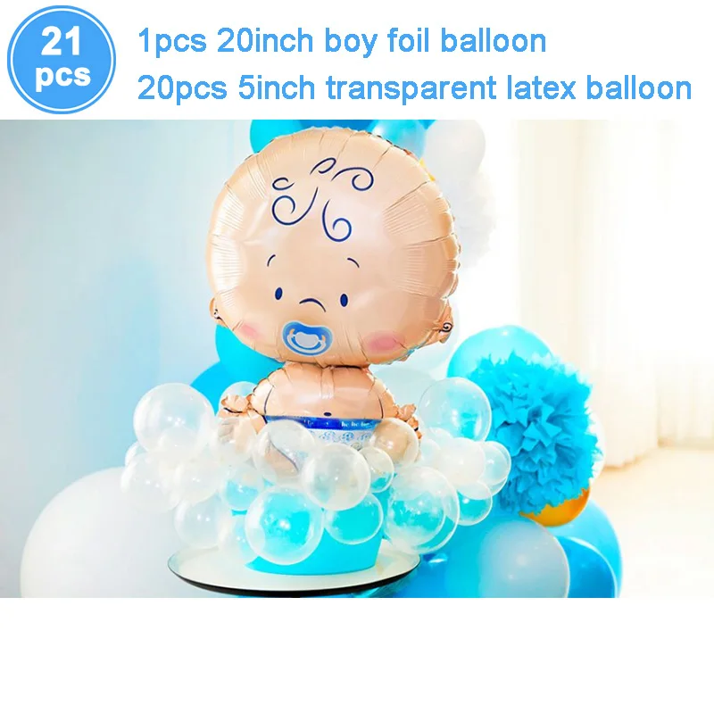 21pcs boy 19 шт фольгированные шары для детского душа, украшения для дня рождения, украшения для мальчиков и девочек, принадлежности для детского душа, латексные шары 12 дюймов - Цвет: 21pcs boy