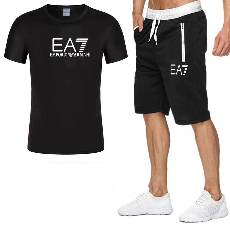 

EA7 summer sportswear men's summer men's suit workout clothes sports suit short-sleeved T-shirt + pants men's quick-drying