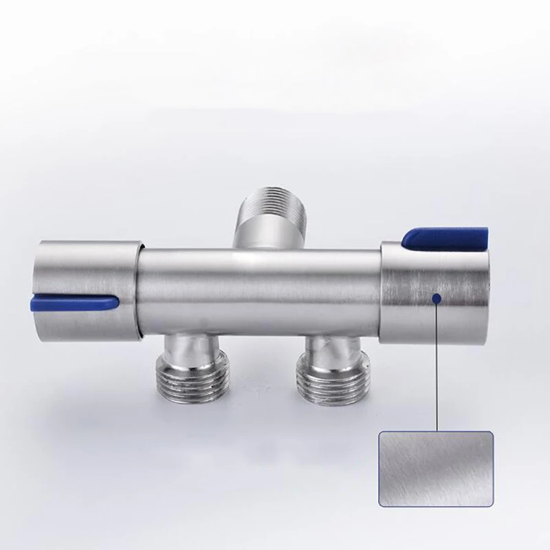 Stainless Steel One Into Two Three-way Angle Valve Double Handle Control Single Cold Multi-function Faucet | Обустройство дома