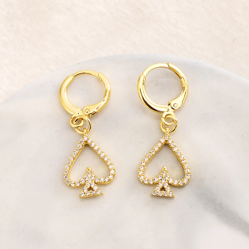 

Gold color Charm love heart crystal white stone Earrings for Women Girl Special Design Christian party Jewelry God mother gifts