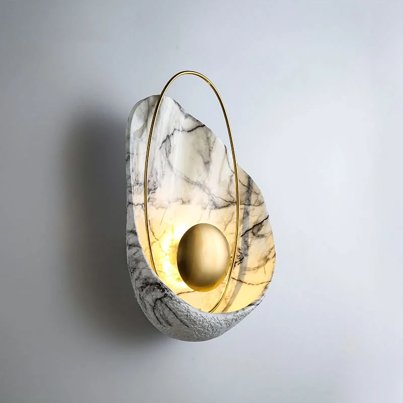 

Modern Creative Resin Pearl Shell Wall Lamp Black White Copper Sconce Lights for Bedroom Home Stairs LED Lighting Free Shippiing