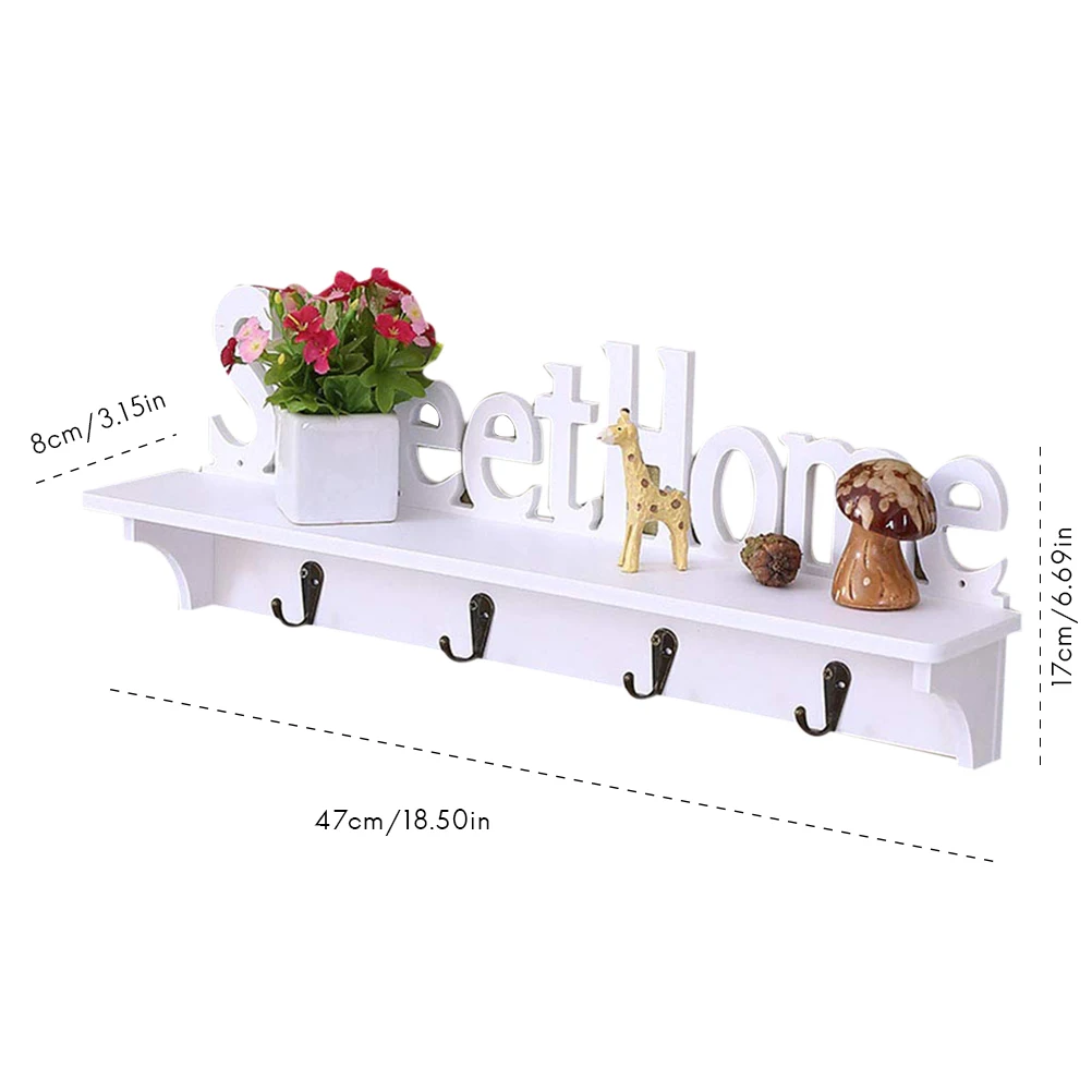 Storage Rack Sweet Home Wall Mounted Creative Hanger Shelf for Coat Hat Clothes Key Living Room Kitchen Bedroom #20 | Дом и сад