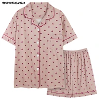 nhkdsasa 2021 summer womens pajamas set v neck 2 piece nightie for women printed sleepwear pajamas nightwear home clothes