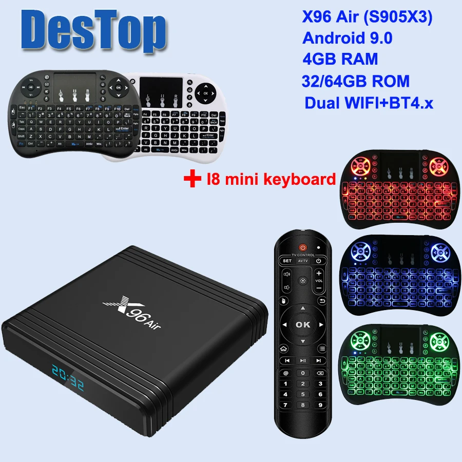 ТВ приставка X96 Air Amlogic S905X3 Android 9 0 4 + 64/32 ГБ Wi Fi 1080P 8K 24pfs Netflix 2 16 Гб|ТВ-приставки и