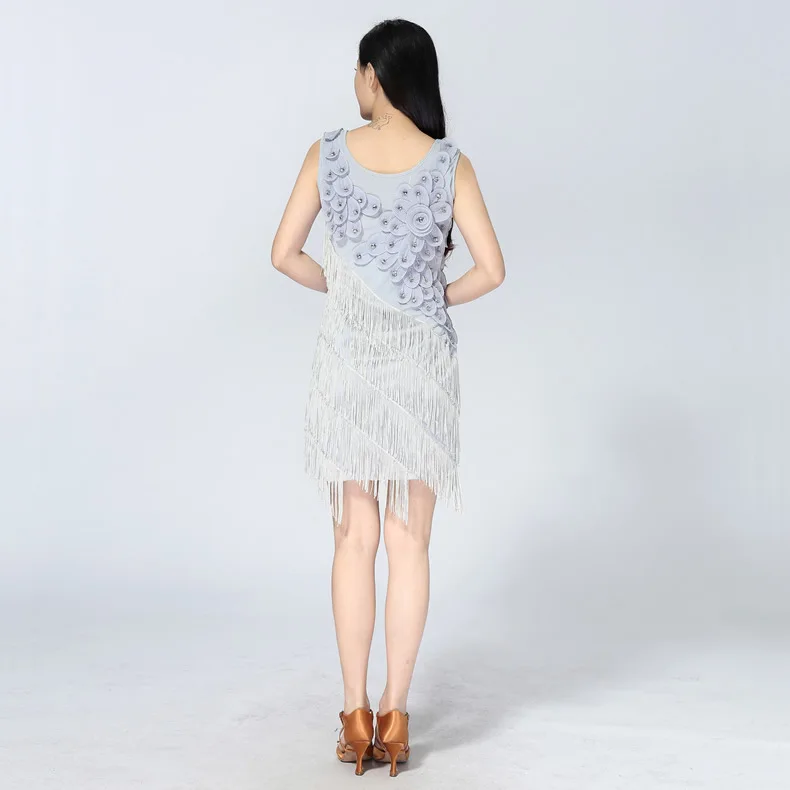 Женский костюм для латинских танцев платье с кисточками и блестками вечеринки в