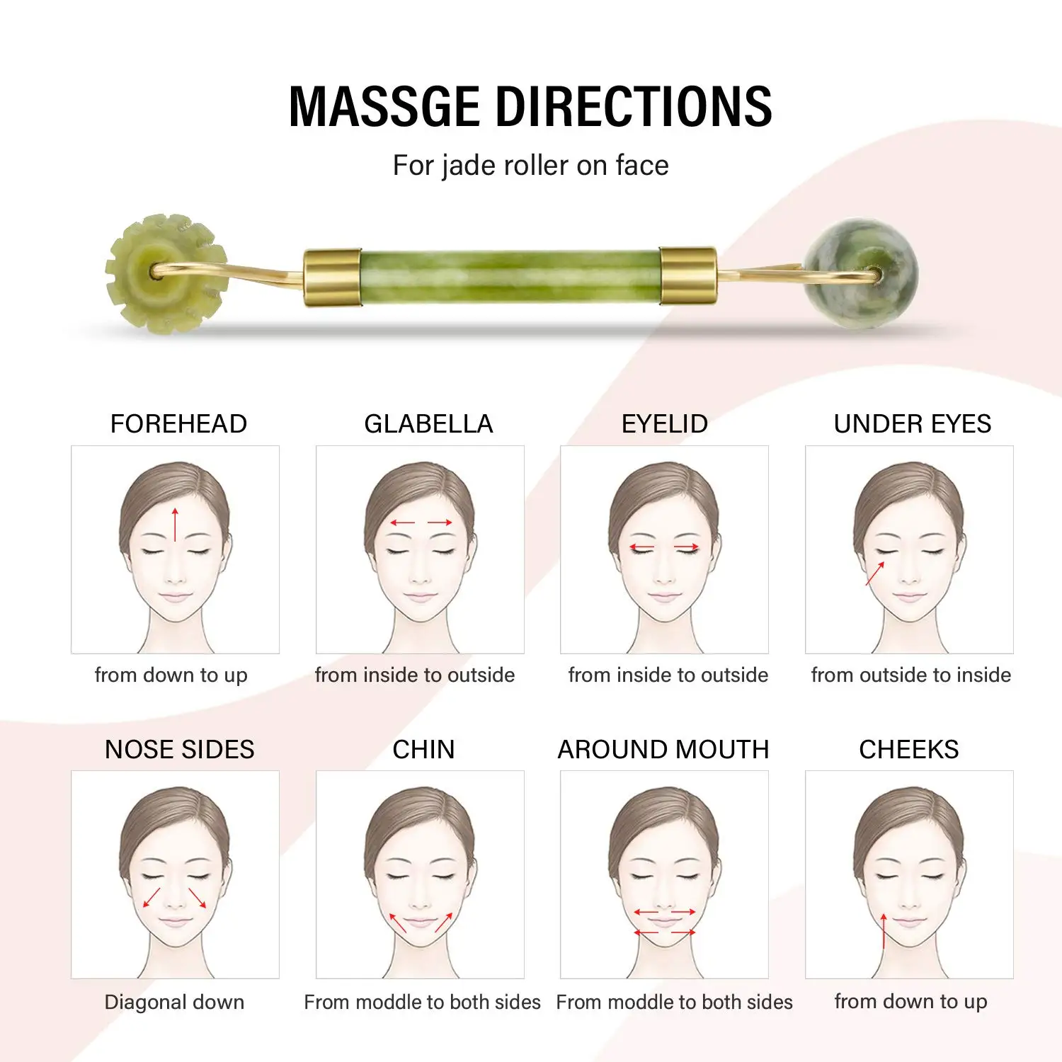 Нефритовый валик для лица глаз и шеи 100% натуральный нефрит идеально подходит