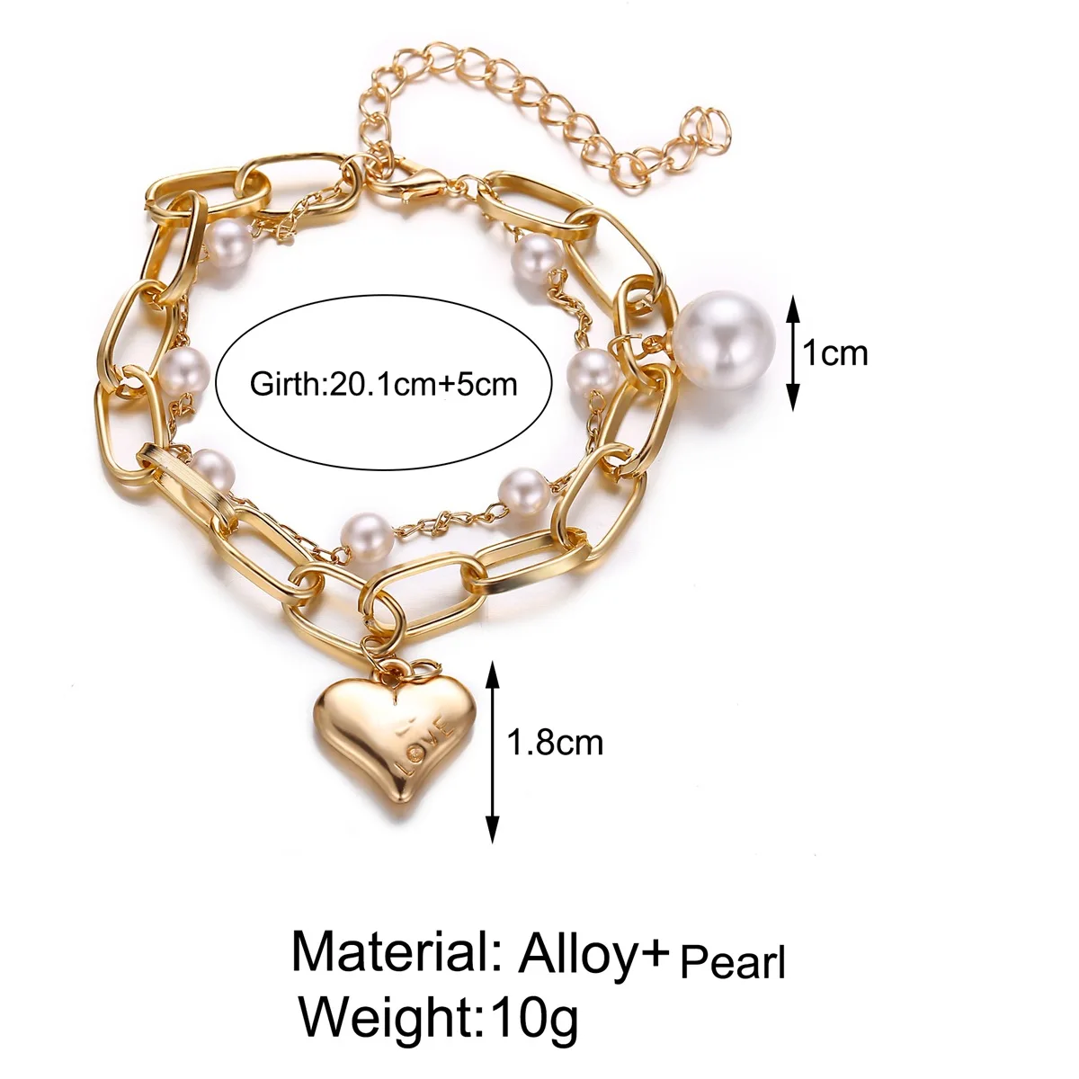 2021 модные золотые цепочки в форме сердца звеньевой браслет-цепочка для женщин