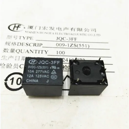 Лидер продаж новинка 9 В релейное реле dc 1zs T73 JQC3FF 9VDC1ZS JQC3FF9VDC1ZS 9VDC 9V DC9V 10A 277VAC 5PIN|9v