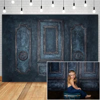 dark blue retro door room photography backdrops for wedding birthday portrait photocall background photo studio props