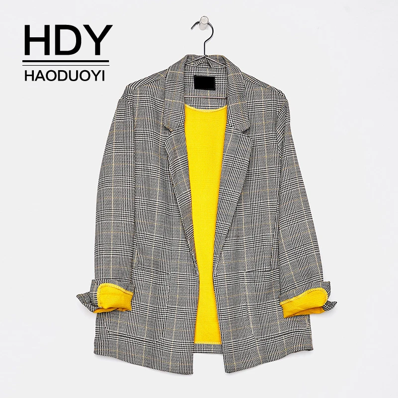 HDY Haoduoyi модный винтажный Повседневный офисный женский костюм с карманами и