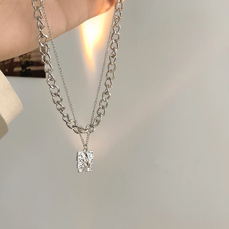 

Женское Двухслойное ожерелье с кулоном в виде квадратной цепи