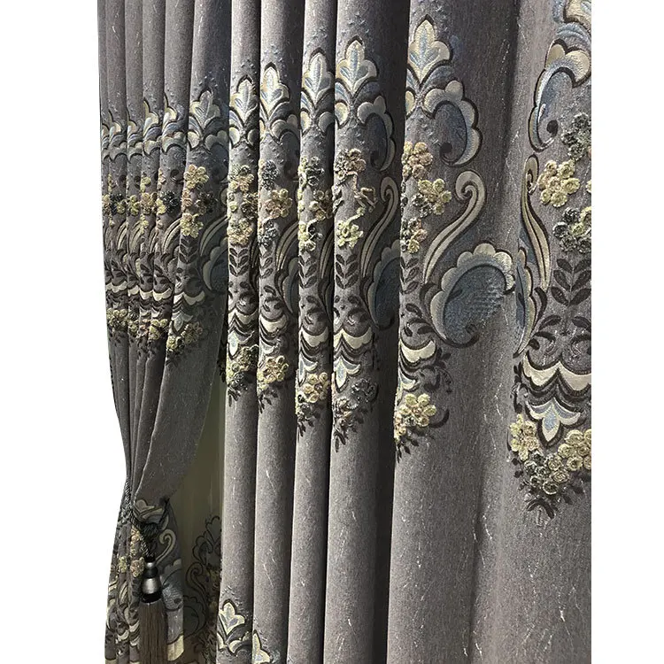 

Custom curtains for Living Room Bedroom Continental Embroidered Curtains New Chenille High-Grade Curtain Fabric