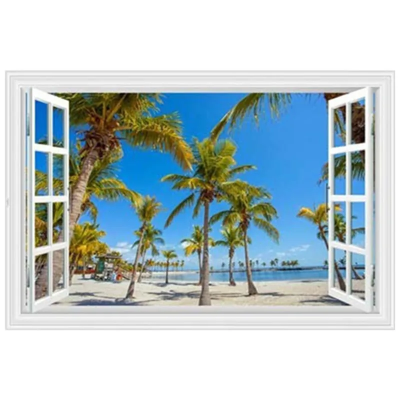 Креативная настенная фотообои с изображением моря пляжа пальмы 3d Виниловые