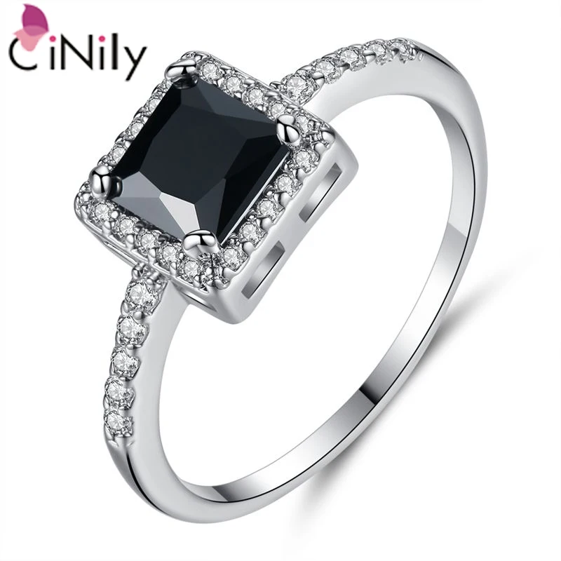 Женское кольцо с большим квадратным черным ониксом CiNily Прозрачный