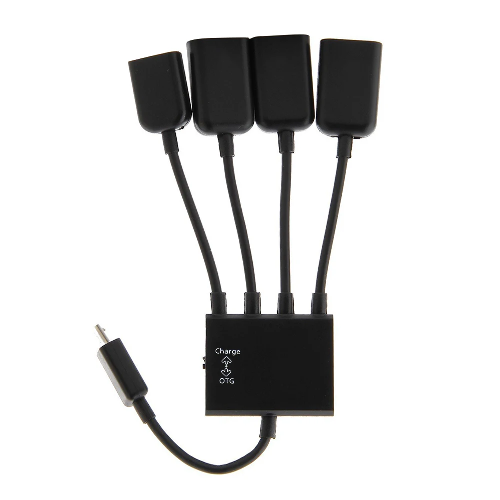 Адаптер Micro usb хаб 4 в 1 с питанием от ed Кабель адаптер OTG для зарядки хоста разъем