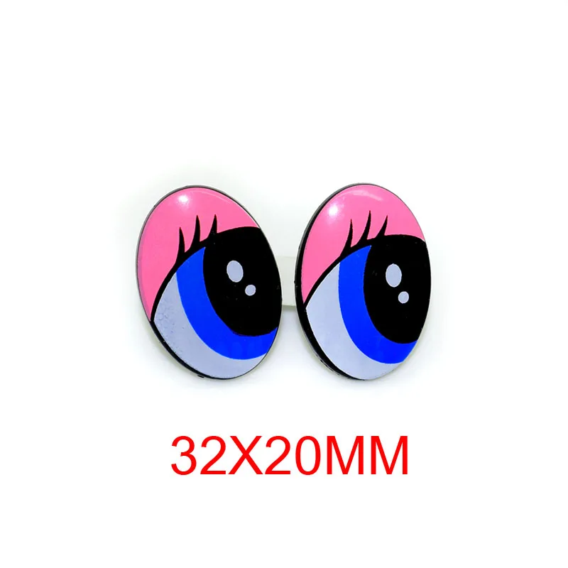32x20mm pink 40 шт. новые Мультяшные пластиковые безопасные игрушечные глаза ресницы куклы глаза игрушки Аксессуары для DIY плюшевые куклы Животные Кукольное изготовление - Цвет: 32x20mm pink