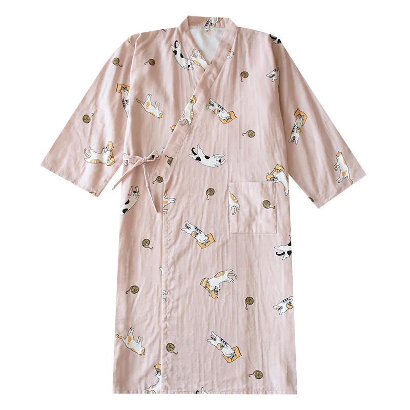 

Gauze Cotton Kimono Yukata Men And Women Japanese Bathrobe Loose Pajamas Spring Summer Couple Home Service Robes Traditional