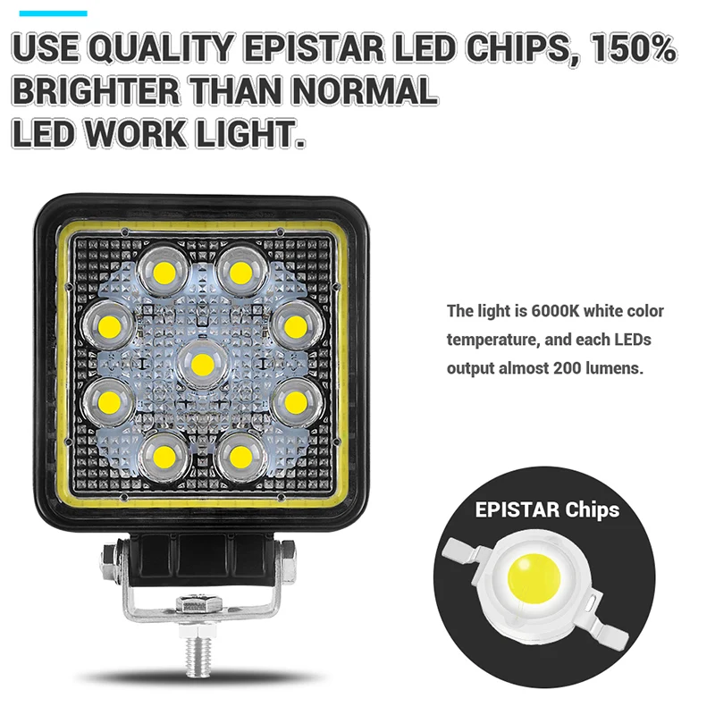 4-дюймовый автомобильный светодиодный рабочий светильник с белым ангельским