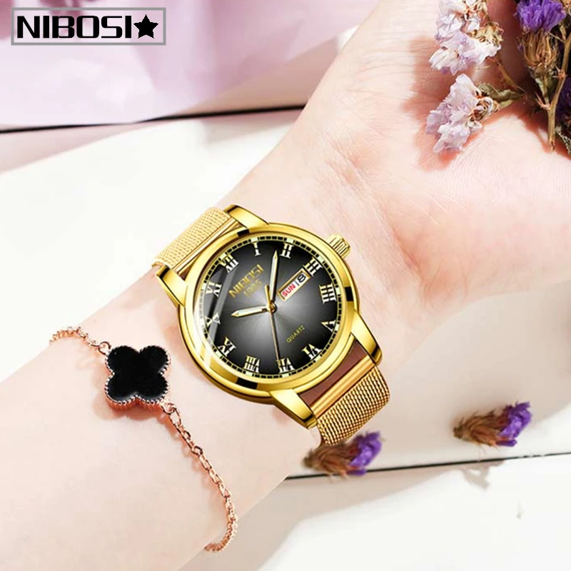 Relogio Feminino 2020 NIBOSI новые золотые женские часы бизнес Дамские Кварцевые Топ Бренд