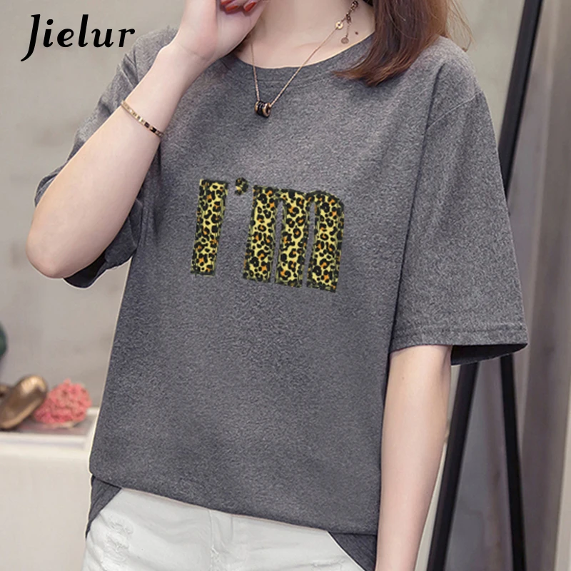 Футболка женская летняя с леопардовым принтом и надписью | Женская одежда