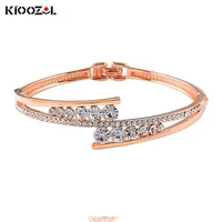 kioozol luxury fashion cubic zirconia hollow bracelet rose gold silver color for women wedding party jewelry 054 ko2
