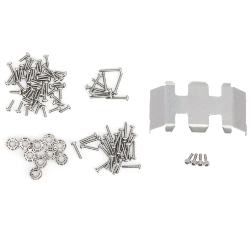 

Chassis Armor Protector Skid Plate With 96Pcs M1.4 Screw And Bearing Set For AXIAL SCX24 90081 1/24 RC Crawler Car