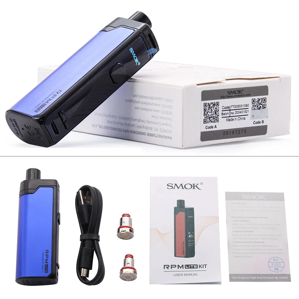 Оригинальный набор SMOK RPM Lite 40 Вт Pod Vape 1250 мАч батарея электронная сигарета