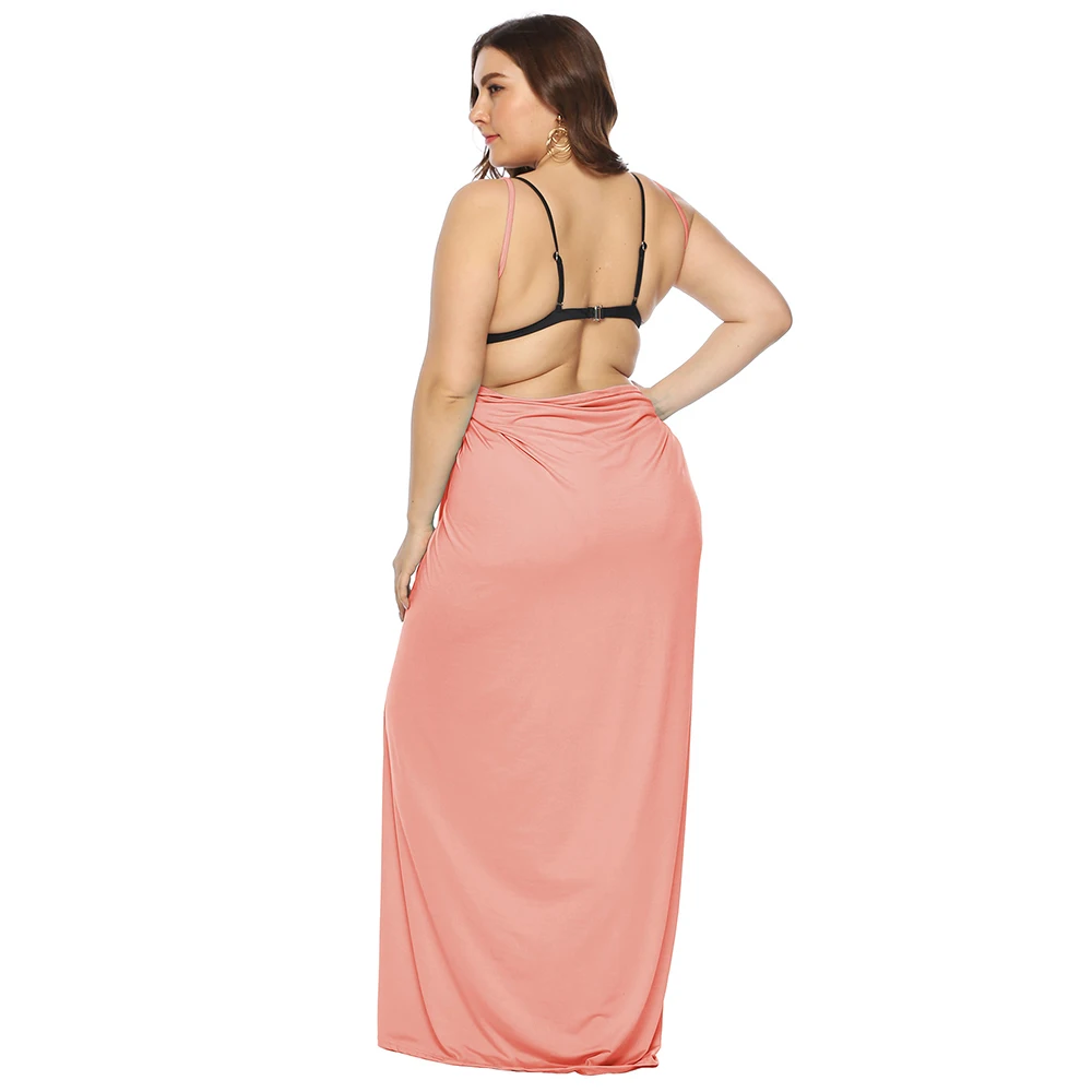 Пляжное платье накидка размера плюс XL ~ 3XL с глубоким v образным вырезом без