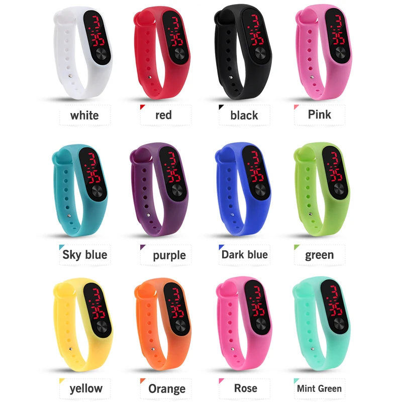 Модные и милые спортивные светодиодные цифровые повязки на руку | Наручные часы