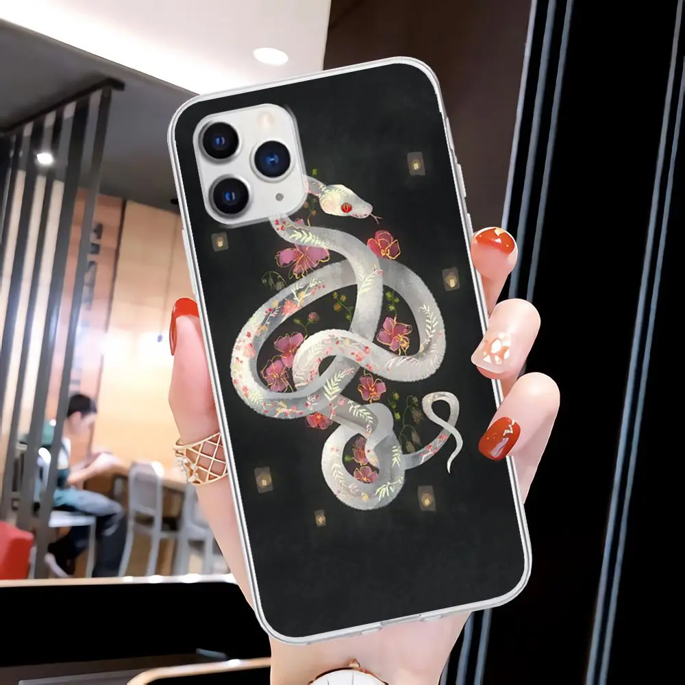 

Hand Snake Flower Snake Transparent Mobile Phone Cover For Huawei P20 P40 Lite P30 Pro P Smart 2019 Nova 3e 6 Se Clear Case
