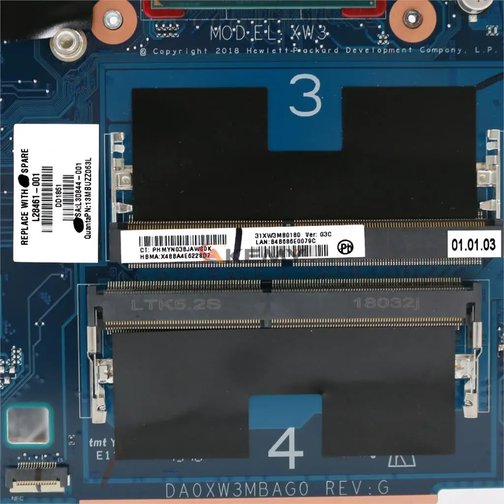 Billig Hohe Qualität L28461-001 Für For HP 14S-cf Serie 14s-cf2004tx Laptop Motherboard DA0XW3MBAG0 SR3YY I7-8750H DDR4 100% Vollständig Getestet