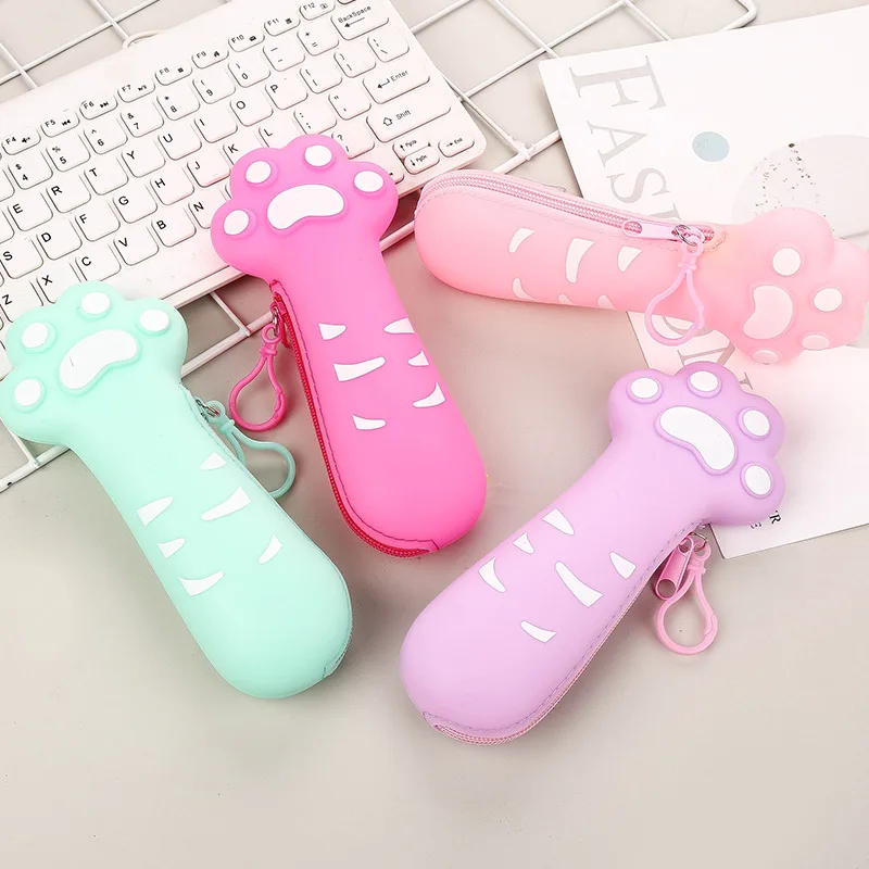 Милый большой чехол карандаш с кошачьей лапой фруктовый школьный каваи