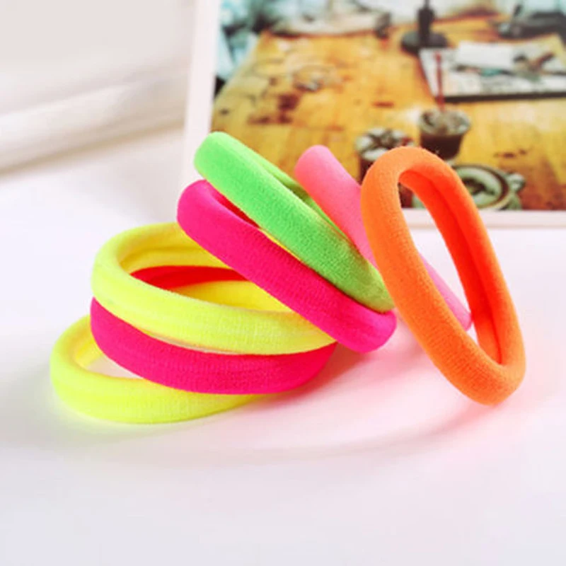 Женские резинки для волос 10 шт. флуоресцентные эластичные ленты черных